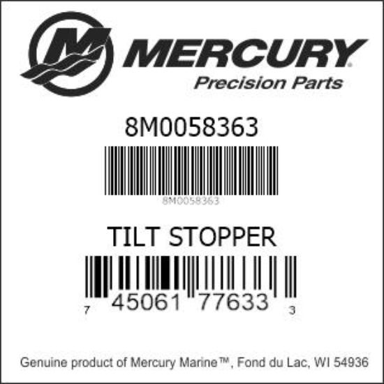 Bar codes for Mercury Marine part number 8M0058363