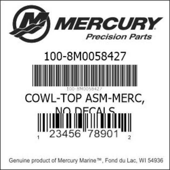 Bar codes for Mercury Marine part number 100-8M0058427
