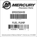 Bar codes for Mercury Marine part number 8M0058449