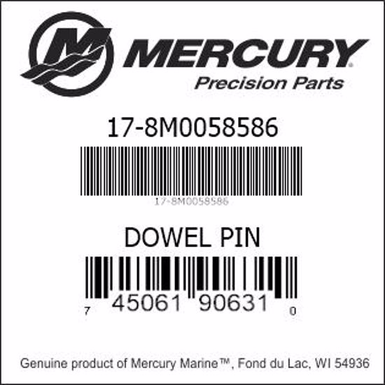 Bar codes for Mercury Marine part number 17-8M0058586