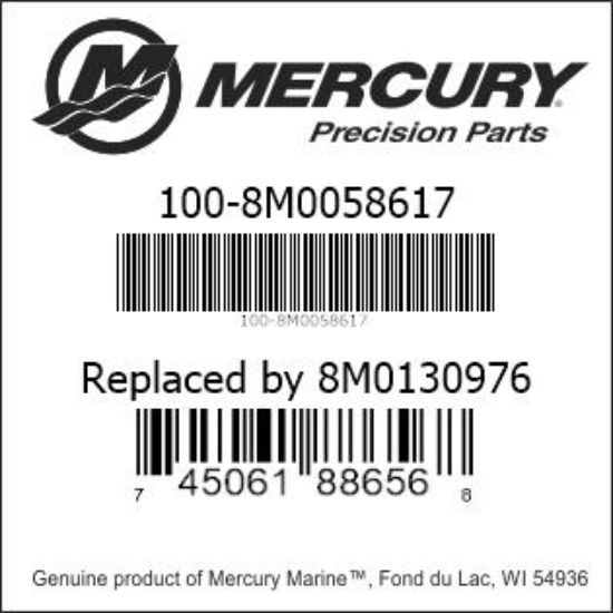 Bar codes for Mercury Marine part number 100-8M0058617