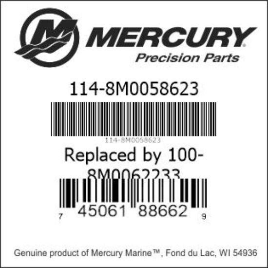Bar codes for Mercury Marine part number 114-8M0058623