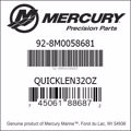 Bar codes for Mercury Marine part number 92-8M0058681