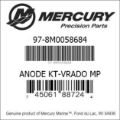 Bar codes for Mercury Marine part number 97-8M0058684