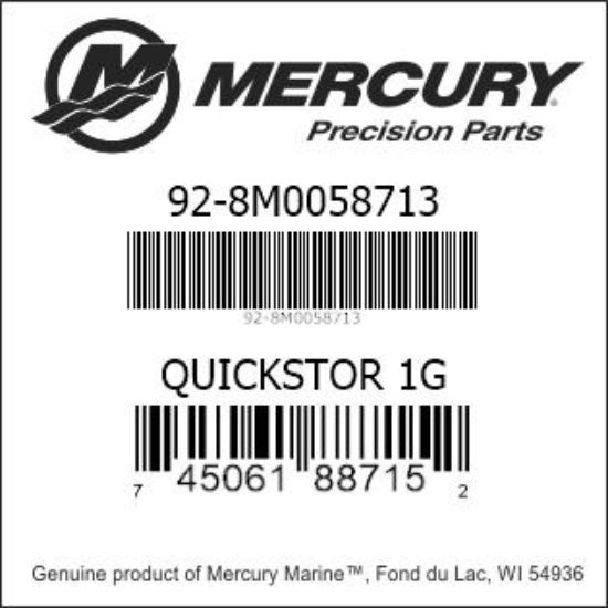 Bar codes for Mercury Marine part number 92-8M0058713