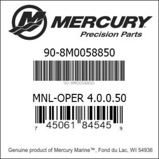 Bar codes for Mercury Marine part number 90-8M0058850