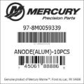 Bar codes for Mercury Marine part number 97-8M0059339