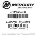Bar codes for Mercury Marine part number 97-8M0059341