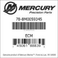 Bar codes for Mercury Marine part number 78-8M0059345