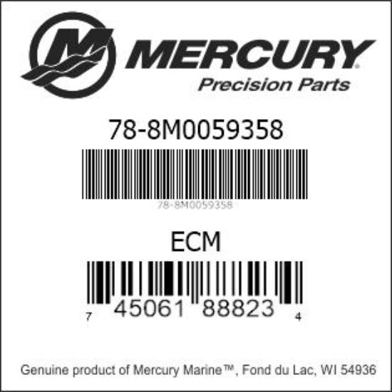 Bar codes for Mercury Marine part number 78-8M0059358