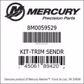 Bar codes for Mercury Marine part number 8M0059529