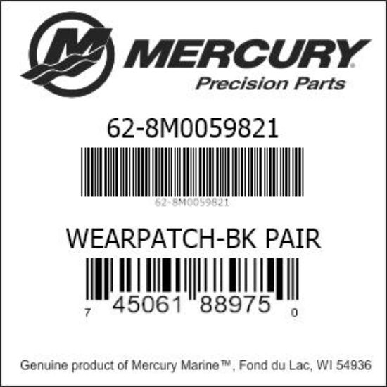 Bar codes for Mercury Marine part number 62-8M0059821