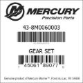 Bar codes for Mercury Marine part number 43-8M0060003
