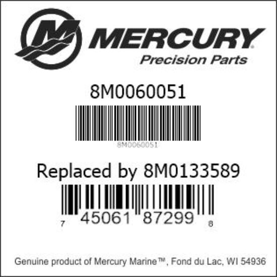 Bar codes for Mercury Marine part number 8M0060051