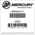 Bar codes for Mercury Marine part number 8M0060147