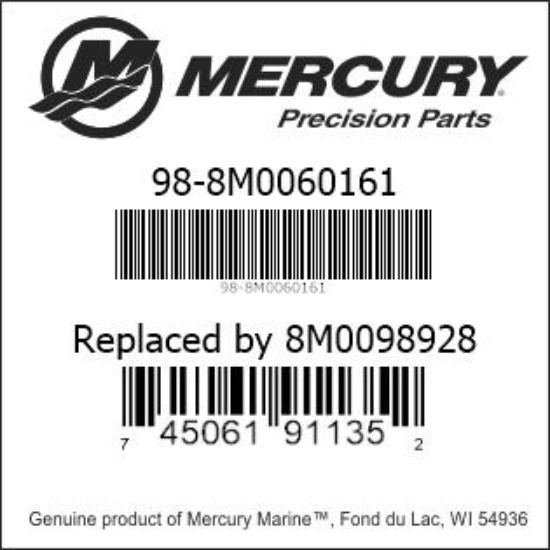 Bar codes for Mercury Marine part number 98-8M0060161