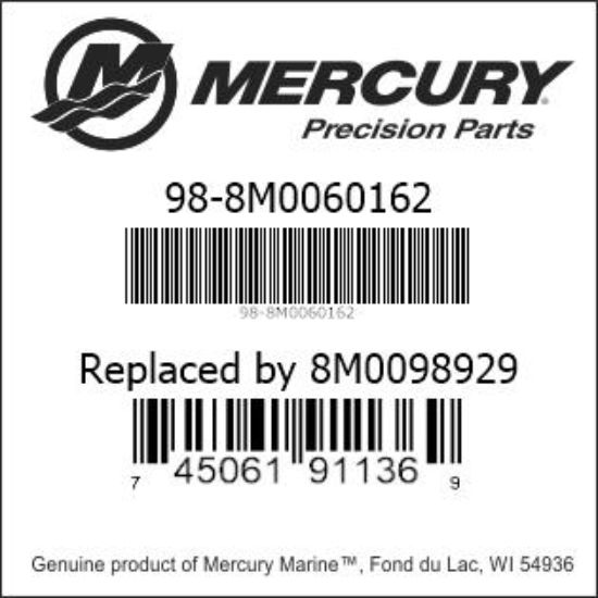 Bar codes for Mercury Marine part number 98-8M0060162