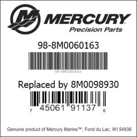 Bar codes for Mercury Marine part number 98-8M0060163