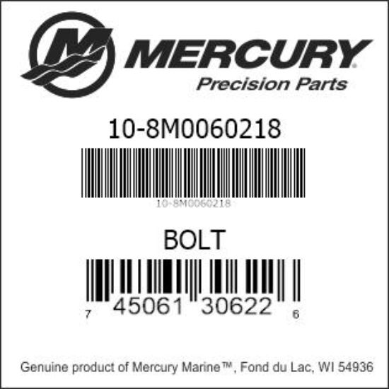 Bar codes for Mercury Marine part number 10-8M0060218