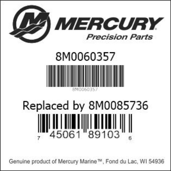 Bar codes for Mercury Marine part number 8M0060357