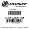 Bar codes for Mercury Marine part number 8M0060783