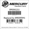 Bar codes for Mercury Marine part number 8M0061211
