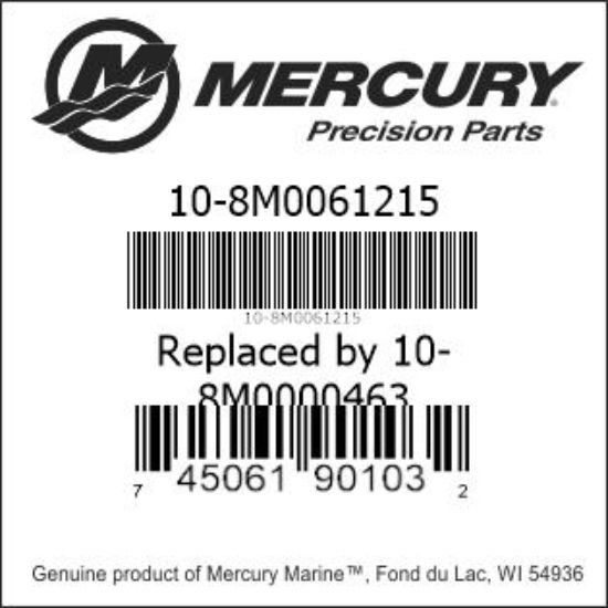 Bar codes for Mercury Marine part number 10-8M0061215