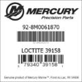 Bar codes for Mercury Marine part number 92-8M0061870