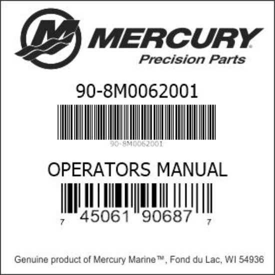 Bar codes for Mercury Marine part number 90-8M0062001