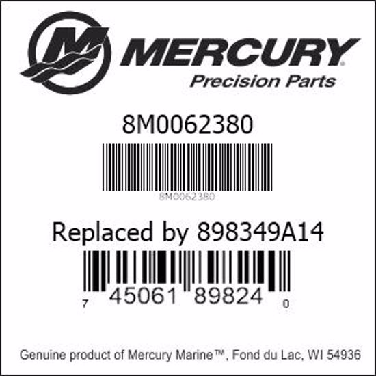 Bar codes for Mercury Marine part number 8M0062380