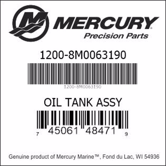 Bar codes for Mercury Marine part number 1200-8M0063190