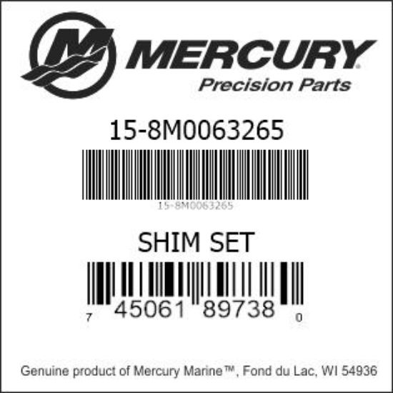 Bar codes for Mercury Marine part number 15-8M0063265
