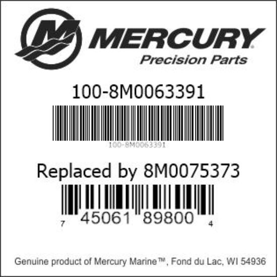 Bar codes for Mercury Marine part number 100-8M0063391