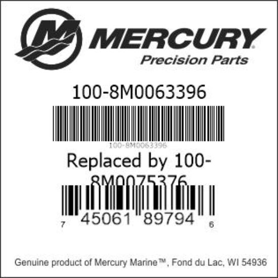 Bar codes for Mercury Marine part number 100-8M0063396
