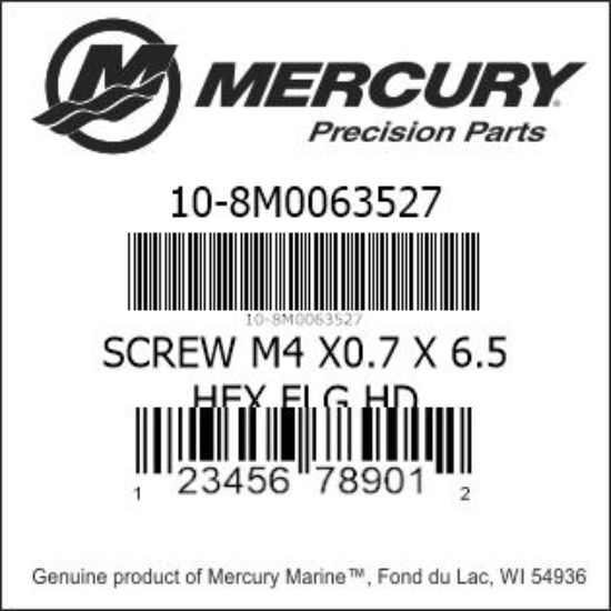 Bar codes for Mercury Marine part number 10-8M0063527