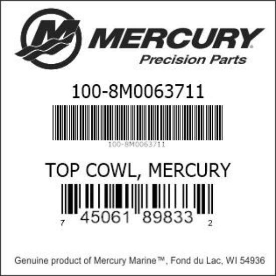 Bar codes for Mercury Marine part number 100-8M0063711