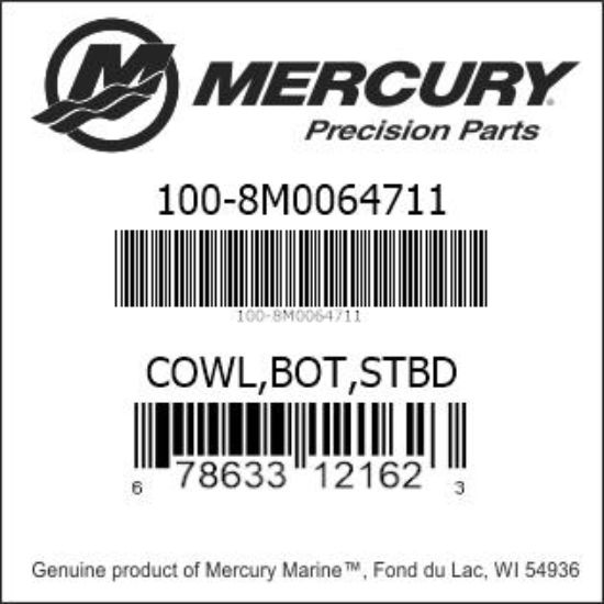 Bar codes for Mercury Marine part number 100-8M0064711