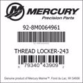 Bar codes for Mercury Marine part number 92-8M0064961