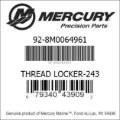Bar codes for Mercury Marine part number 92-8M0064961
