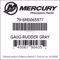 Bar codes for Mercury Marine part number 79-8M0065977