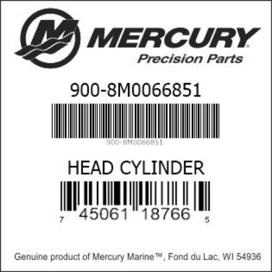 Bar codes for Mercury Marine part number 900-8M0066851