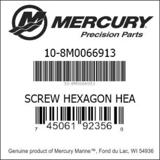 Bar codes for Mercury Marine part number 10-8M0066913