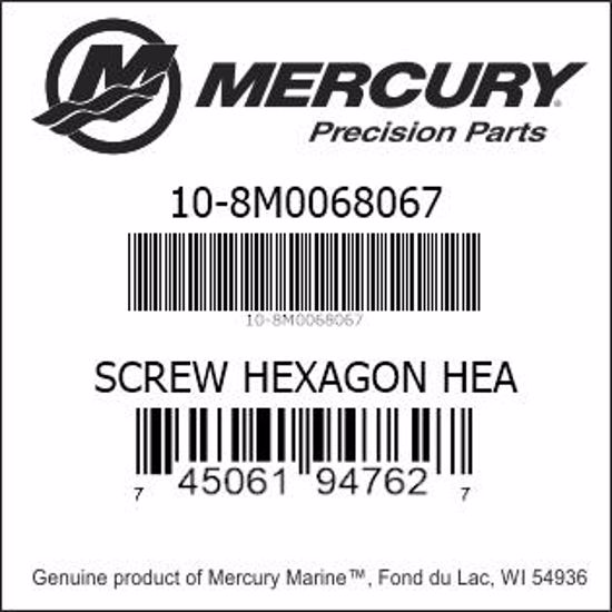 Bar codes for Mercury Marine part number 10-8M0068067