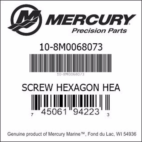 Bar codes for Mercury Marine part number 10-8M0068073