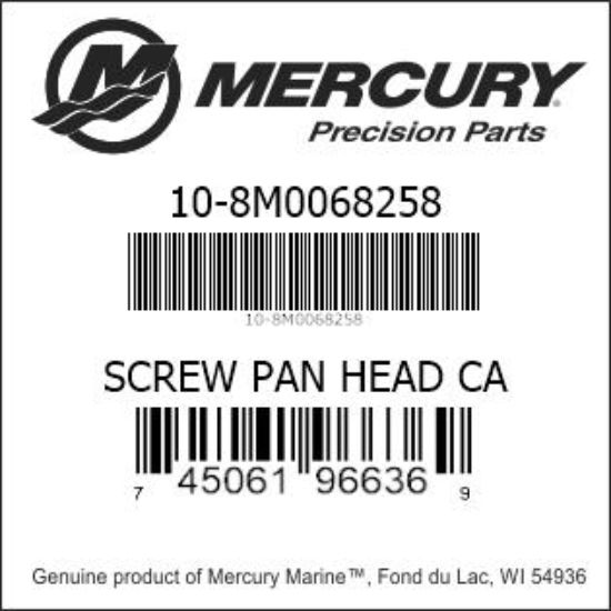 Bar codes for Mercury Marine part number 10-8M0068258