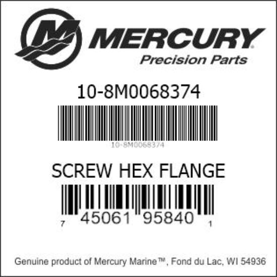Bar codes for Mercury Marine part number 10-8M0068374