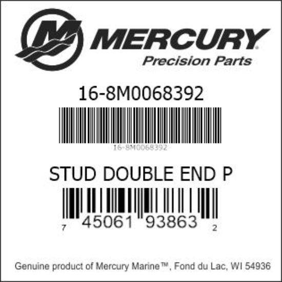 Bar codes for Mercury Marine part number 16-8M0068392