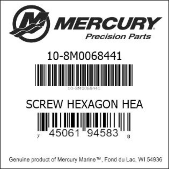 Bar codes for Mercury Marine part number 10-8M0068441