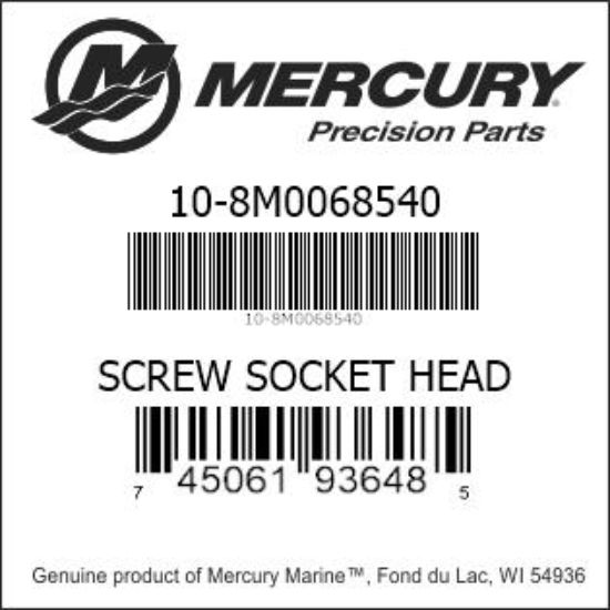 Bar codes for Mercury Marine part number 10-8M0068540