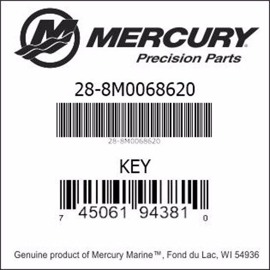 Bar codes for Mercury Marine part number 28-8M0068620